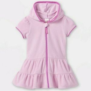 Cat and Jack Terrycloth Purple Coverup Dress with pompom accents. Size 12M